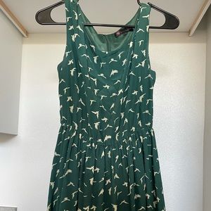 Green and Cream Flying Bird Dress